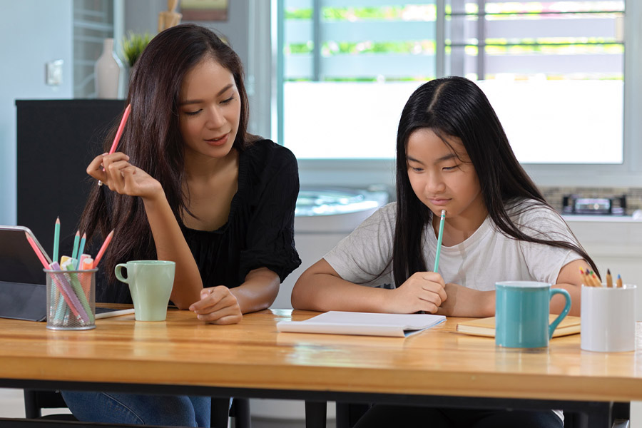 student and tutor together at a desk in Manhattan